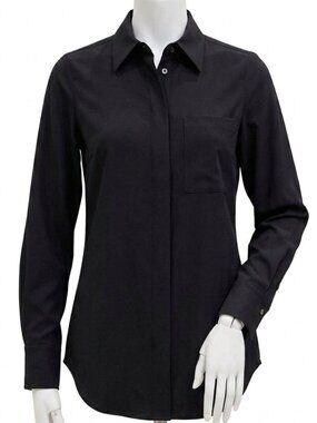 Prologue Black Blouse Hidden Button Front Long Sleeve Size XS